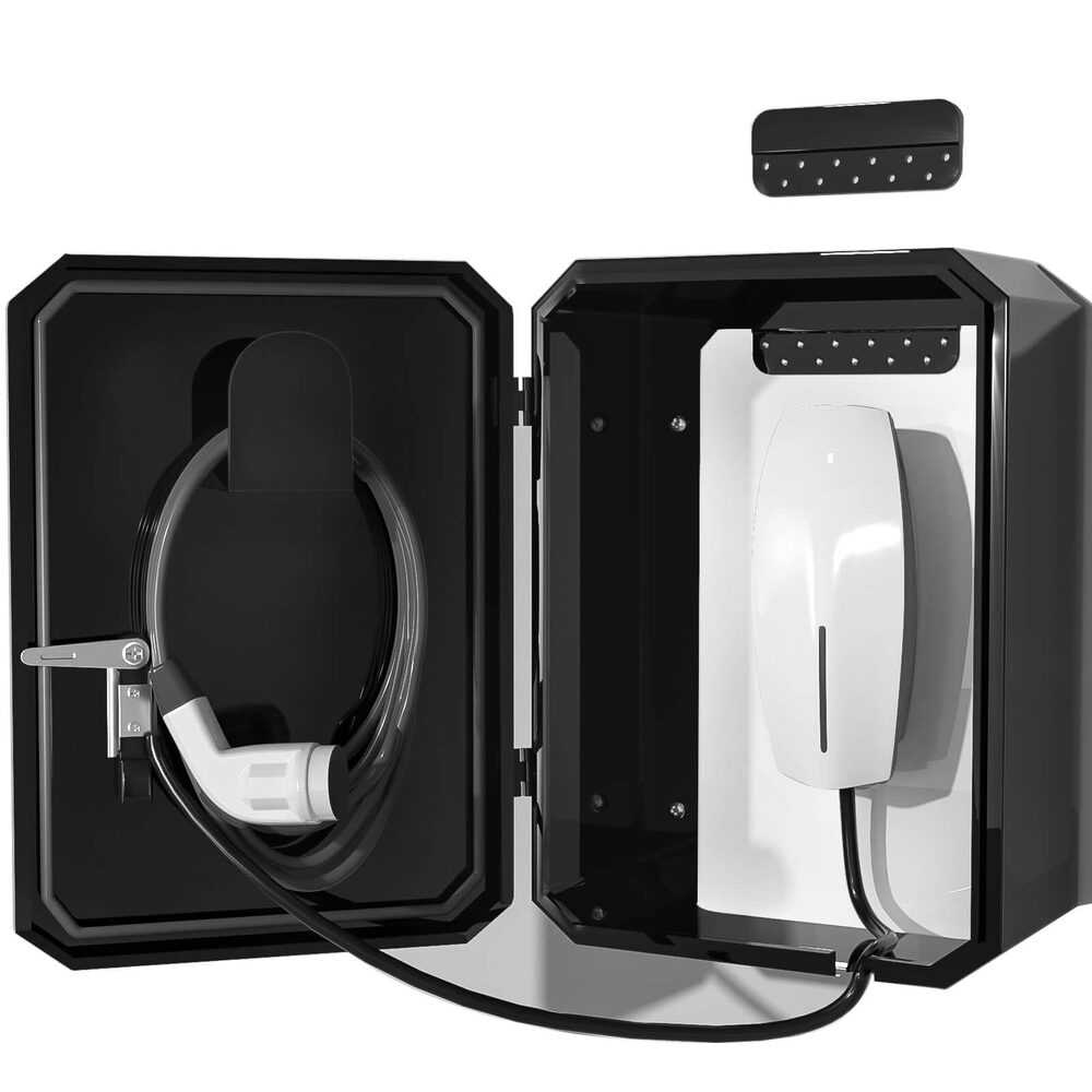 Wall-Mounted Steel EV Charging Box for Tesla - Waterproof, Lockable