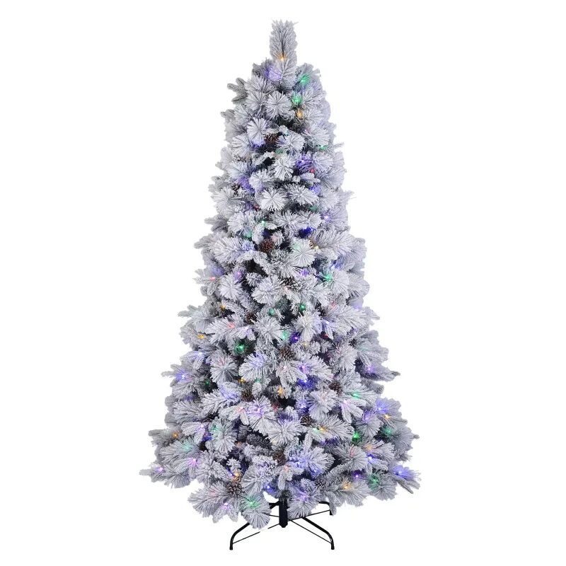 Holiday Time 010-1528WR 7.5' Pre-Lit Flocked Bellmont Christmas Tree with