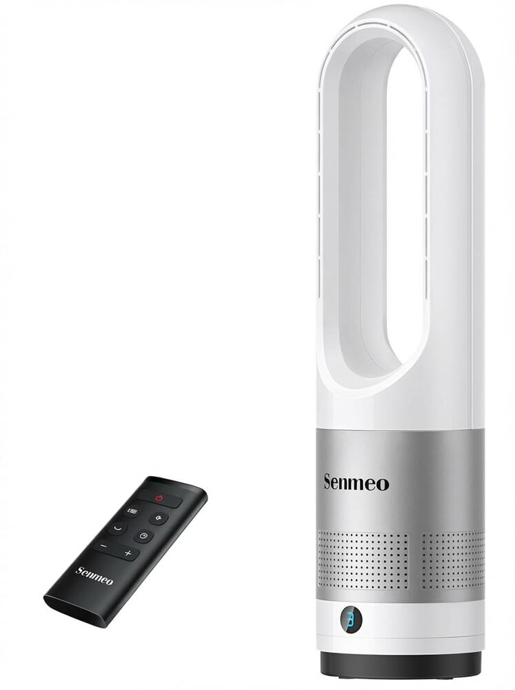 Bladeless Tower Fan, 22" - Remote, 8 Speeds, 9-Hour Timer, 90° Oscillating