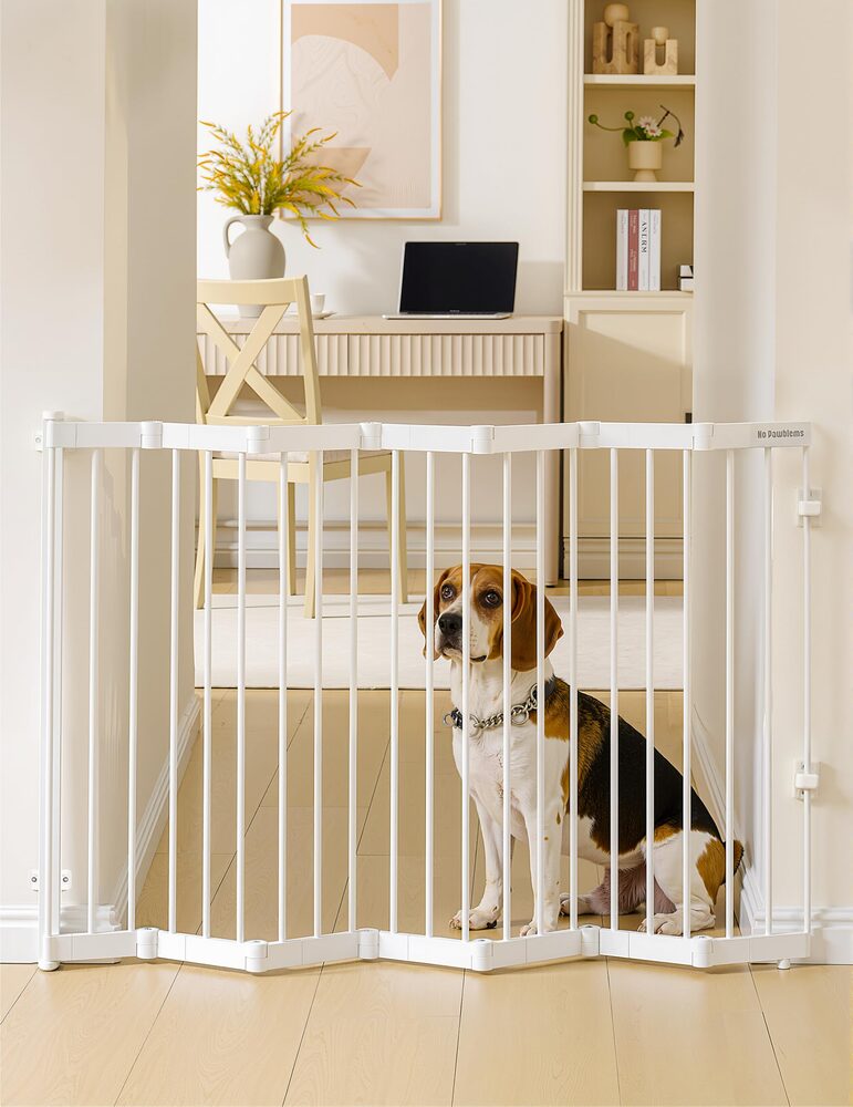 No Pawblems Retractable Metal Safety Gate, 45" Wide, White