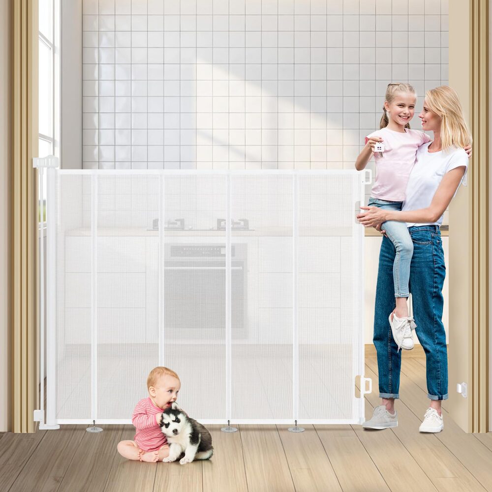 HIDOG 47" Extra Tall Retractable Baby Gate - Extends to 59" Wide