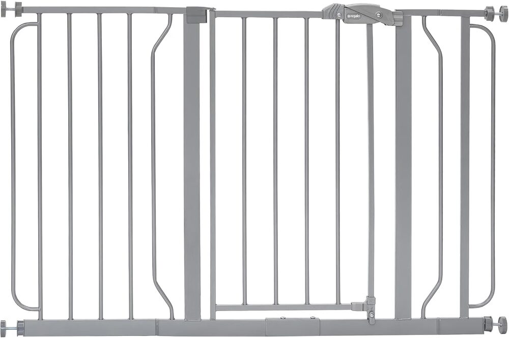 Regalo Extra Wide Baby Gate, 29"-49" - Bottom of Stairs & Doorways, Silver