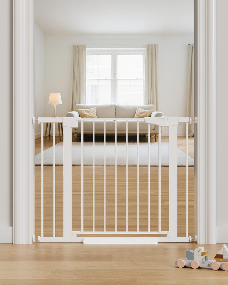 Cumbor Baby & Pet Safety Gate - Auto Close, Walk Through - White