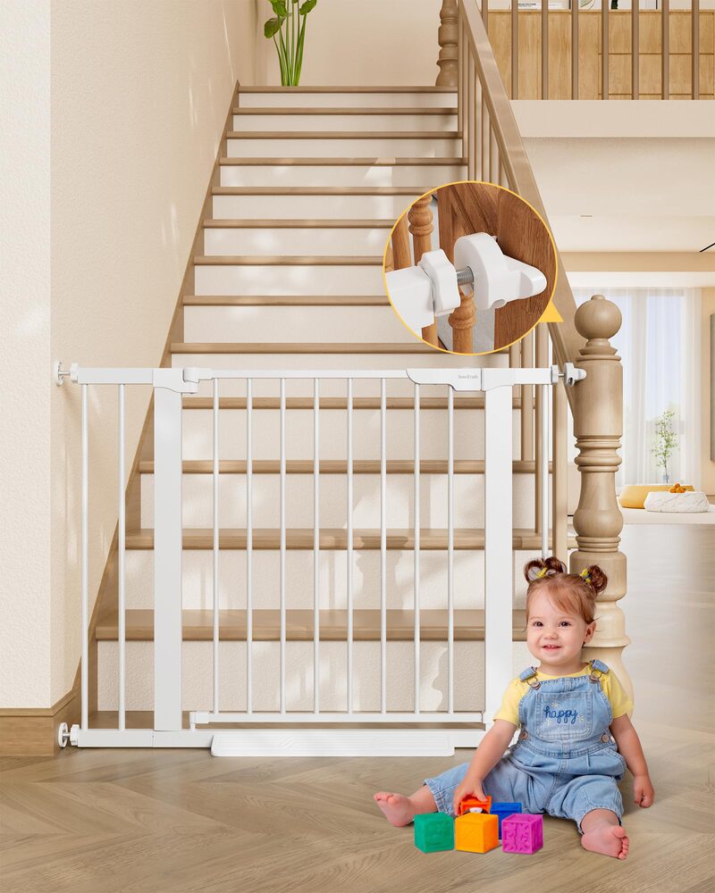 InnoTruth Wide Baby Gate, 29.6"-39.1" - Stairs & Doorways, White