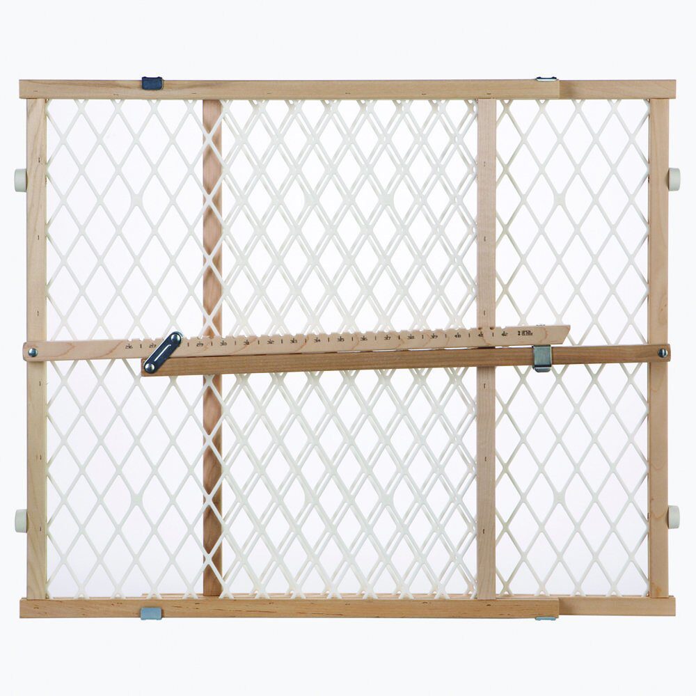 Toddleroo by North States Diamond Mesh Wooden Baby Gate, 26.5"-42" Wide × 23" Tall - Natural Wood