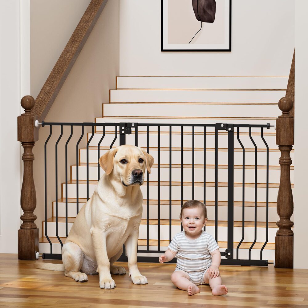 MUTAK Auto-Close Baby Gate, 29"-53" - Extra Wide, Walk Through - Black