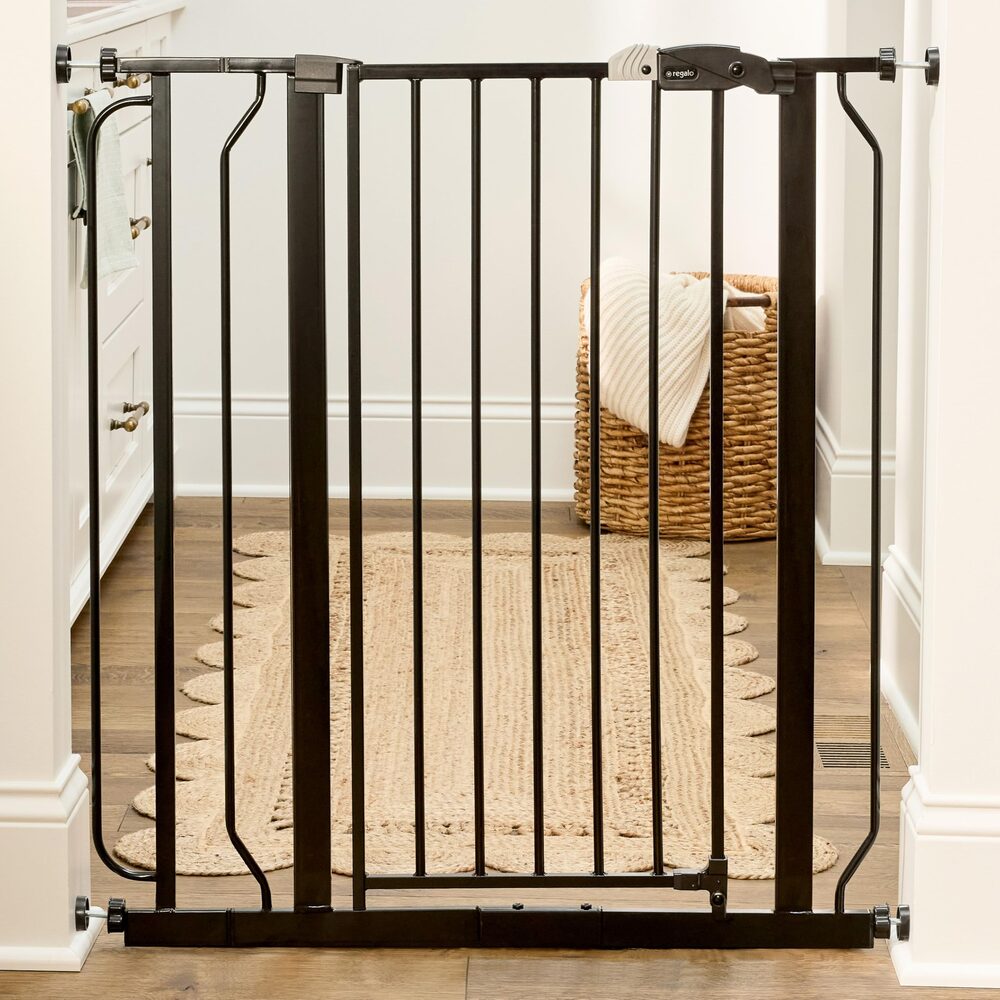 Regalo Extra Tall Walk Through Baby Gate - Black