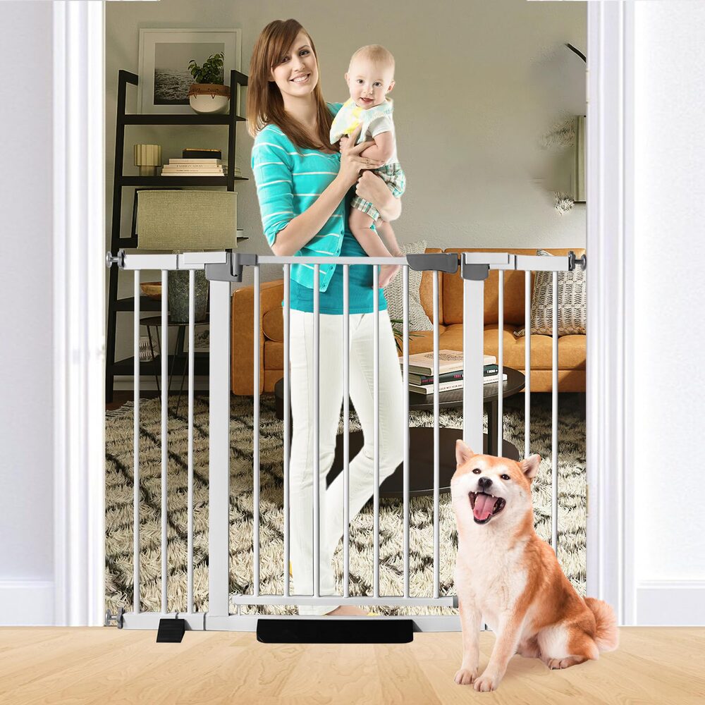 SHYUJAJIE 30" Tall Auto-Close Baby & Dog Gate - White