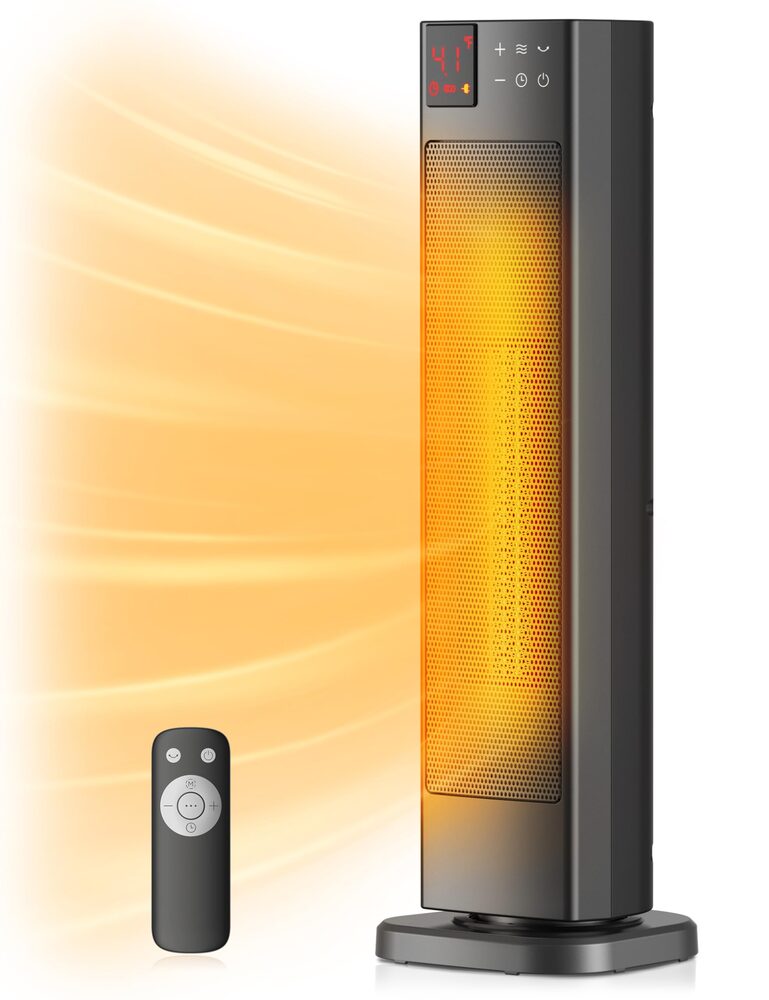 PELONIS Oscillating Ceramic Tower Indoor Space Heater for Home with Oscillation
