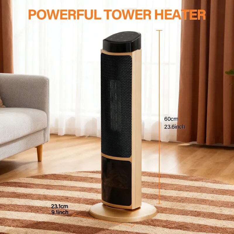 EDX 1500W Space Heater for Indoor Use, 23" Electric Heater with 7 Light Colors, 70