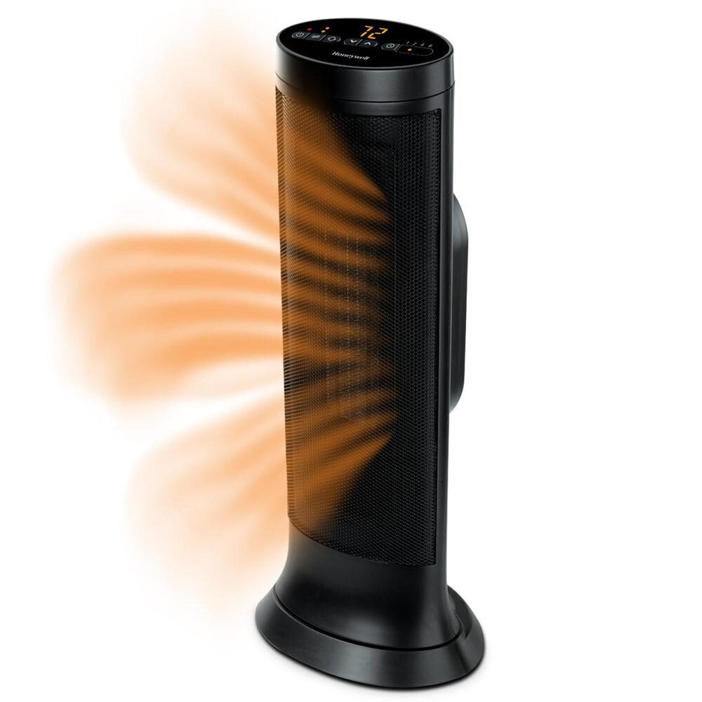 Honeywell Slim Ceramic Tower Heater, Large Room, Black – Easy to Use – Slim