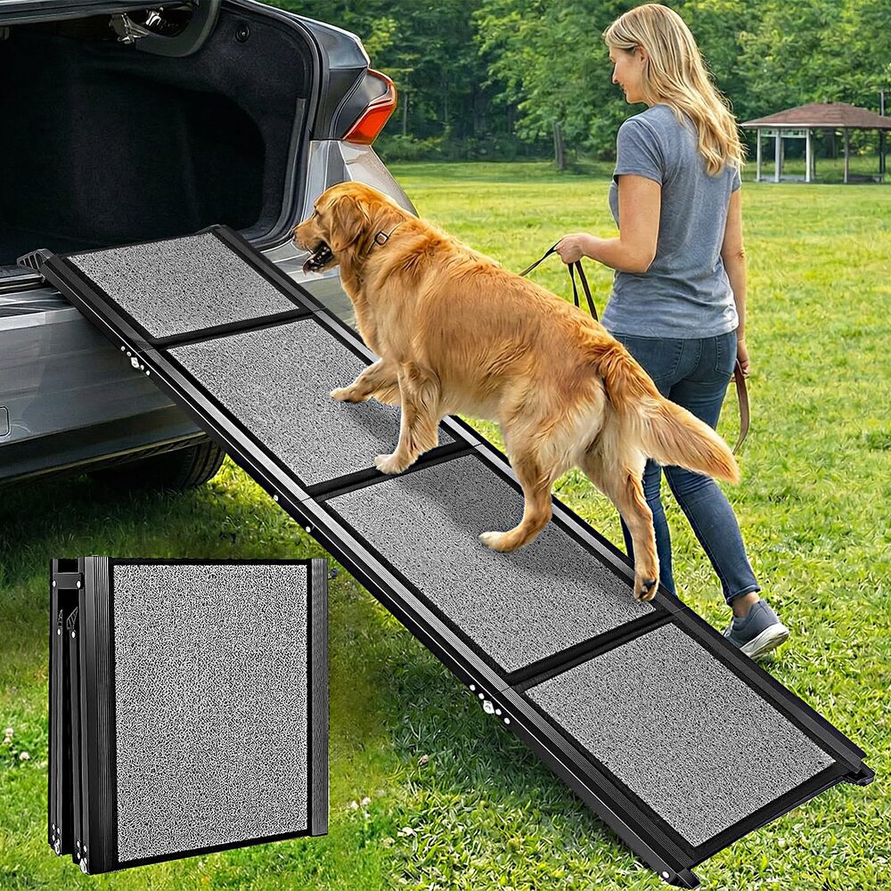 XCETSDR Dog Ramp for Cars, 71" L × 20" W - Aluminum, 250 lb