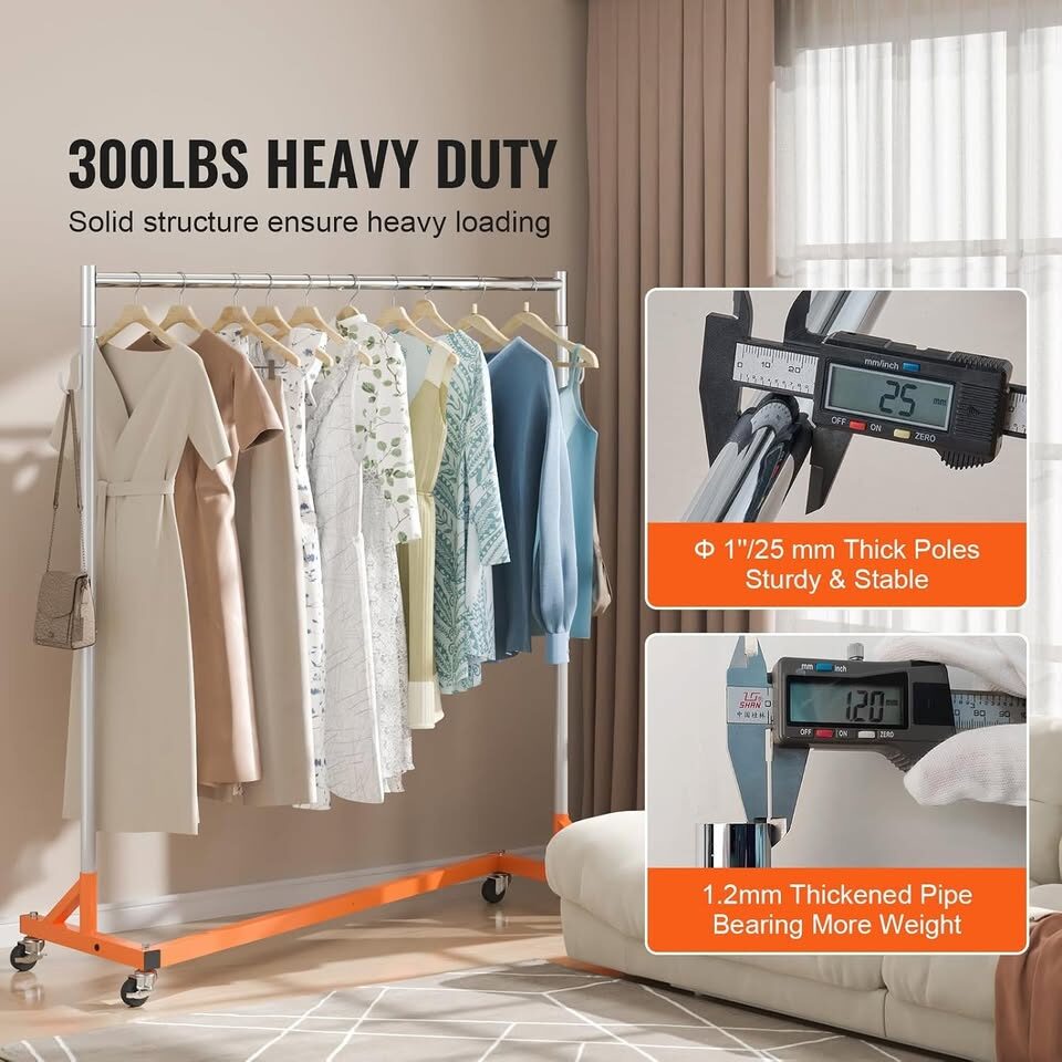VEVOR Z-Rack Industrial Garment Rack, 63" - 300 lb Capacity, Height Adjustable, YD00017