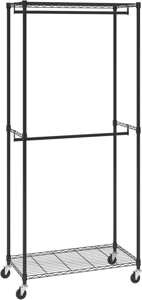 VEVOR Double-Rod Rolling Garment Rack, 36" - 300 lb Capacity, YC0001