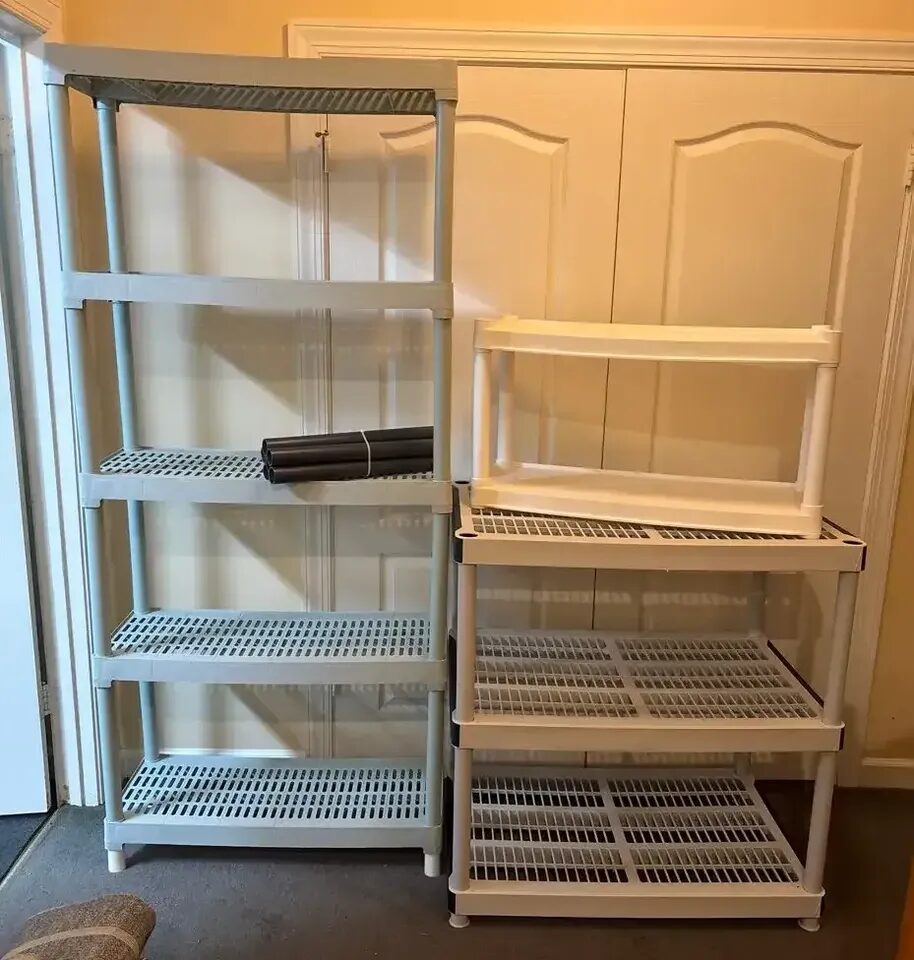 Plastic Utility Shelving Units with Ventilated Shelves - Pair